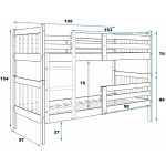 Poschodová posteľ Kacper 190cm x 90cm - prírodná
